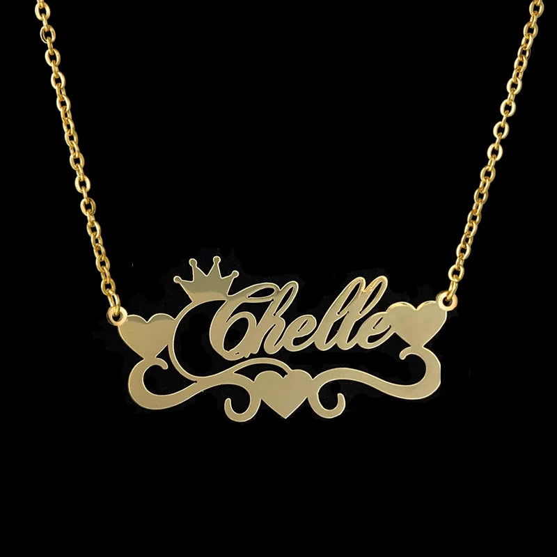 Personalized Love Heart Name Necklace - Stainless Steel Custom Jewelry