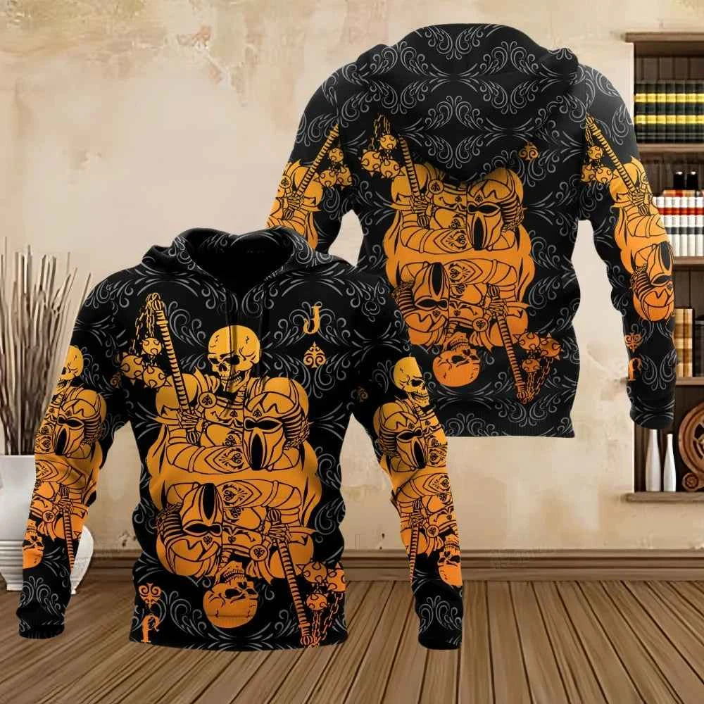 Men Fashion Four Seasons Hoodies Vintage Skull 3D Print Pullover Sweatshirts Men Comforts Kangaroo Pocket Y2k Hoodies Clothing