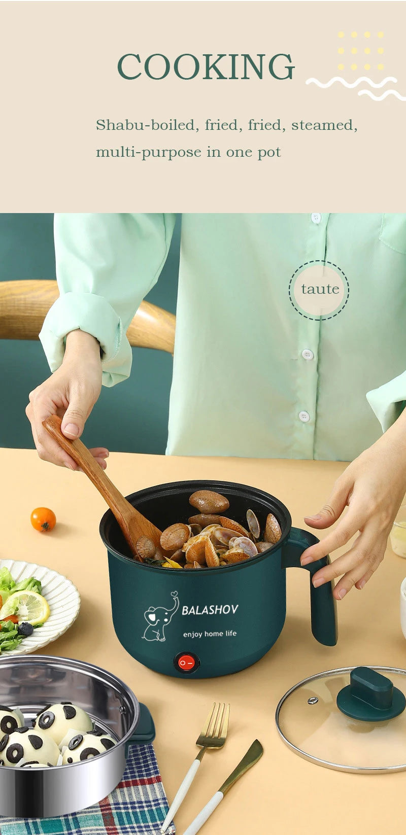 Mini Electric Cooker Non-stick Cooking 1-2 People Double Hot Pot steamer Hot Pot Multifunction Electric Cooker for Home 110V US - AMULET RING STORE