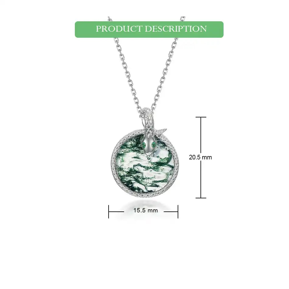 WES 100% 925 Silver Natural Unique Boho Moss Agate Pendant Necklace for Woman Earth Day Forest Jewelry Engagement Gift Wholesale - AMULET RING STORE