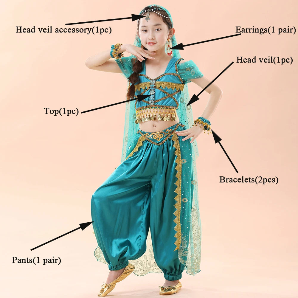 Children's Indian Princess Belly Dance Set Eastern Indian Dance Saree Girl