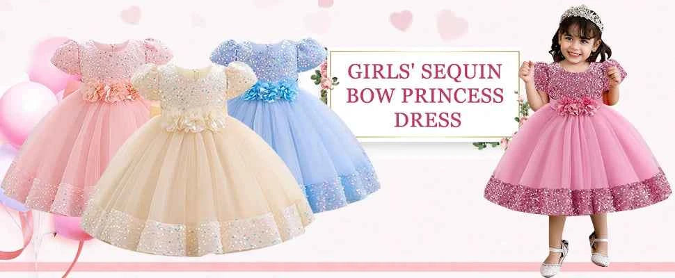 2024 Summer One Shoulder Sequin Fluffy Clothes New Off Shoulder Dress Girl Wedding Dress 0-5 Year Old Baby Girl Dress