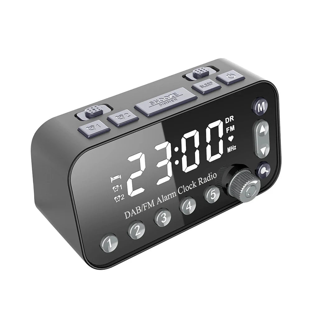A1 Digital Desktop Alarm Clock Dual USB Charging Port LED Display DAB FM Radio