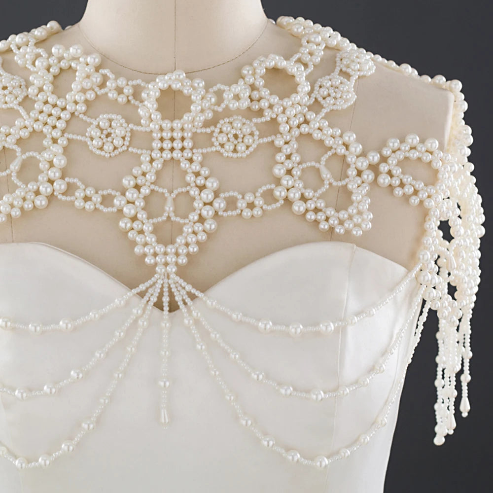 Bridal Bolero Black Crystal Necklace Beaded Bridal Covered Body Chain Women Accessories Off Shoulder Bolero Decoration VG09 - AMULET RING STORE