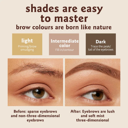 3 in 1 Three Color Eyebrow Powder Waterproof Sweat Proof Non Fading Suitable for Nose Shadow Highlights Cosmetics Women Makeup - AMULET RING STORE