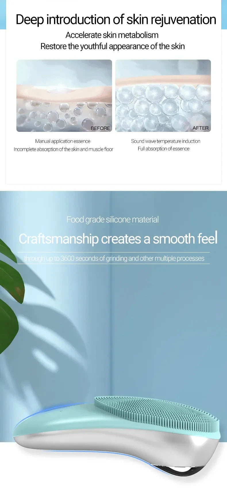 Rechargeable Sonic Face Cleanser Washing Skin Massager Ultrasonic Silicone Electric Mini Facial Cleansing Brush