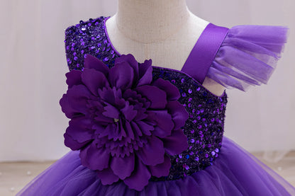 Girls  princess dress 1-5 Y baby Girls wedding sleeveless three-dimensional butterfly mesh carnival birthday party evening dress