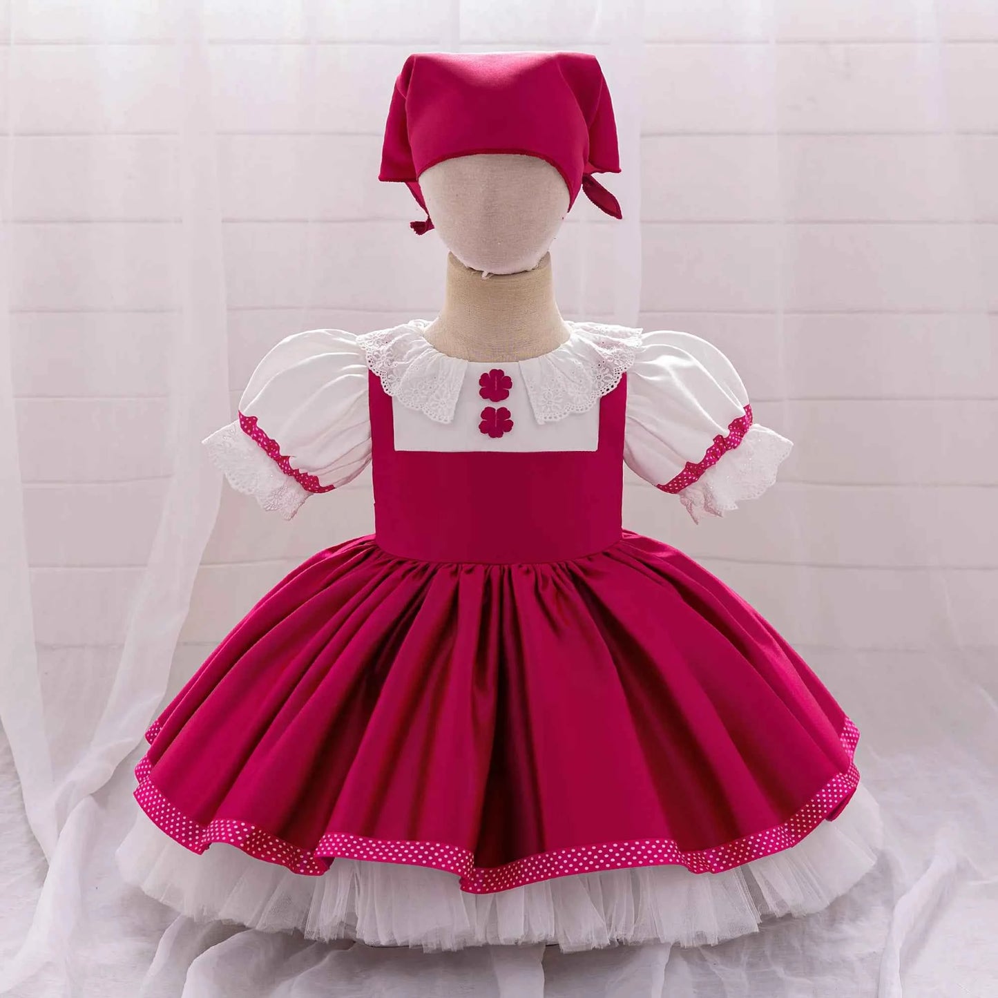 Masha and Bear Maid Costume for Baby Girls Lolita Christmas Costumes 1st Birthday Party Princess Dresss Bow Wedding Kids Clothes