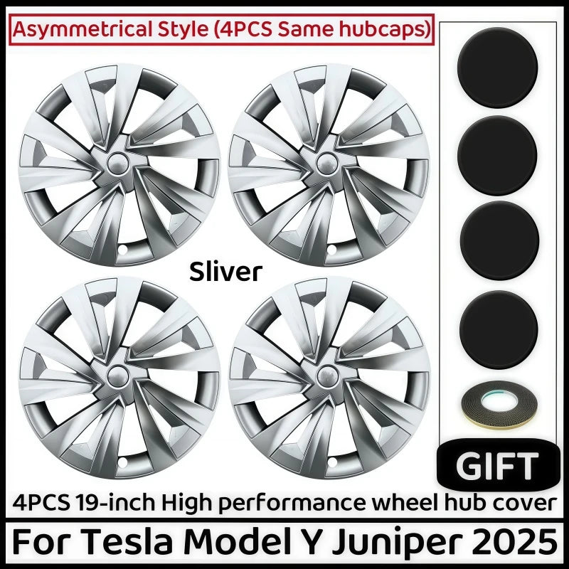 4PCS Wheel Cover for Tesla Model Y Juniper 19 Inch 2025 Car Replacement Wheel Cover Automobile Hub Cap Full Rim Car Accessories