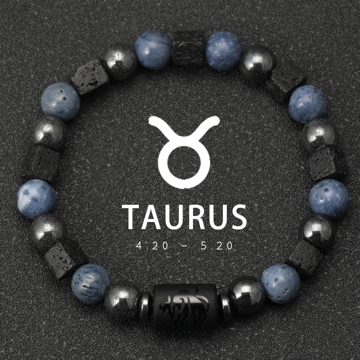 12 Constellation Natural Blue Coral Lava Stone Stone Beads Bracelet For Men Couple Rope Friendship Zodiac