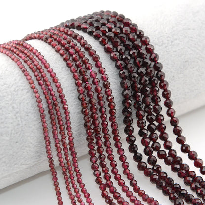 Natural Pyrope Garnet Faceted Round / Cube Beads 2mm,3mm,4mmfor Jewelry Making Bracelet Necklace Beads DIY Accessories Wholesale - AMULET RING STORE