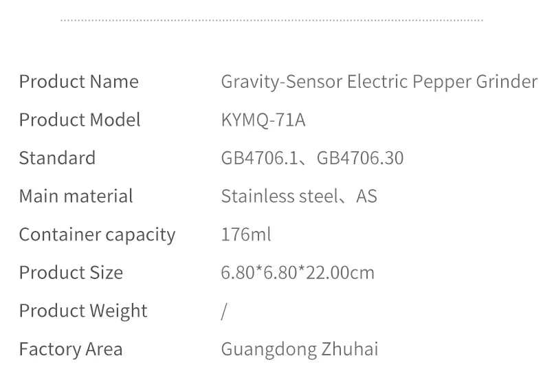 1/2PCS Electric Salt And Pepper Grinder with LED Light Gravity Sensing Adjustable Spice Mills Cordless Automatic Kitchen Gadget - AMULET RING STORE