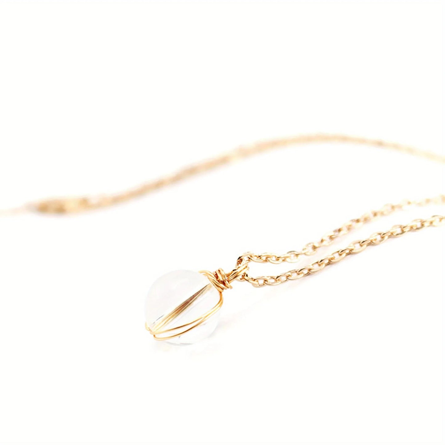 Natural Healing Crystal Pendant Necklace - Handmade Stone Beads