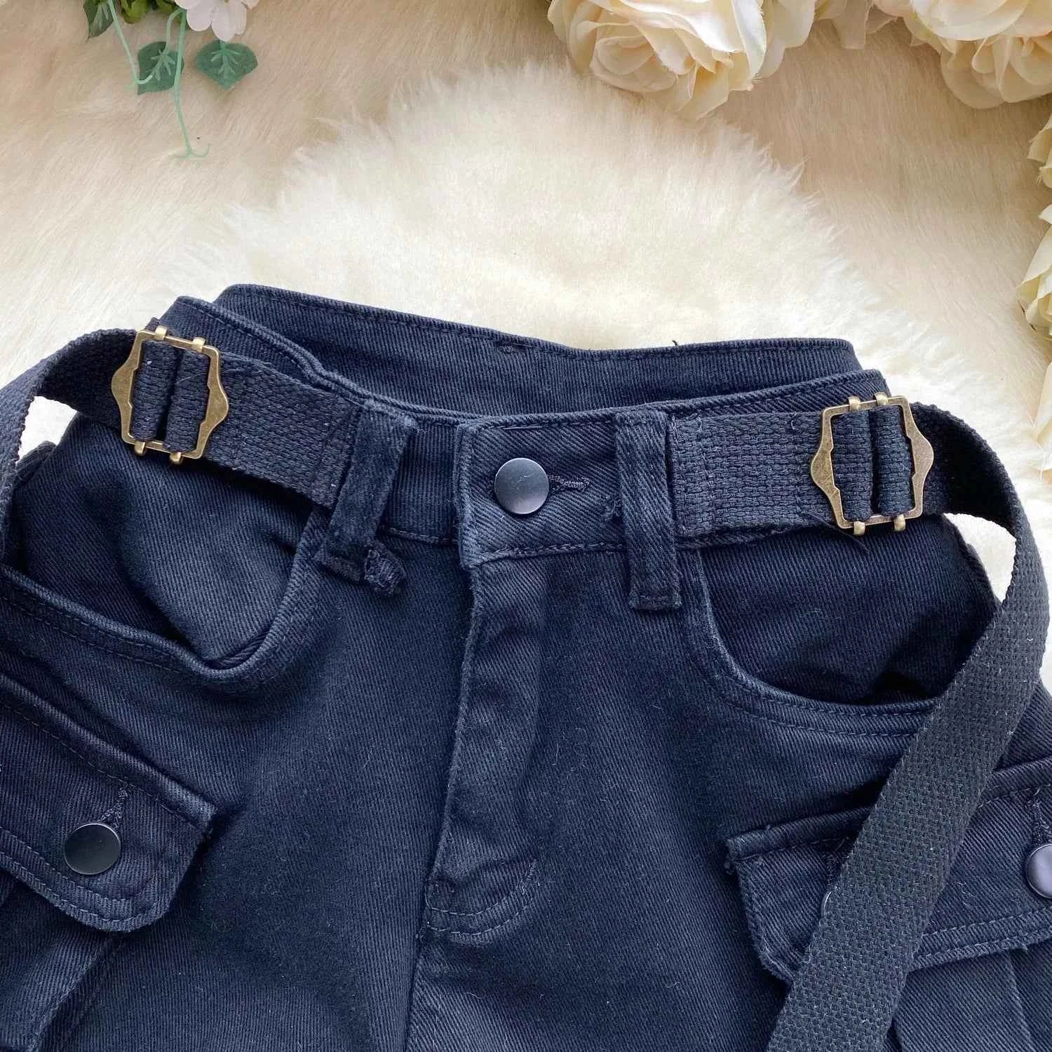 Women's Summer High Waisted Stretchy Denim Shorts Korean Cargo Style Slim Fit Ultra Short Hot Pants with Large Pockets for Dance