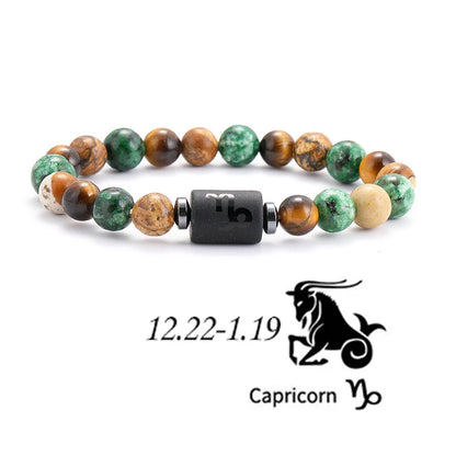 12 Zodiac Signs Natural Stone Bracelets Leo Capricorn Taurus Cancer Bracelets Women Men Couple Friendship Jewelry Gift Bracelets