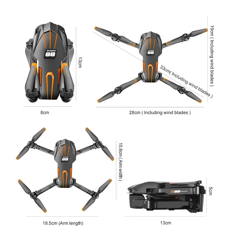 Xiaomi D88 Drone HD Dual Camera 3 Battery Professional Aerial Photography Optical Flow Hovering Gesture Shooting Folding Drone