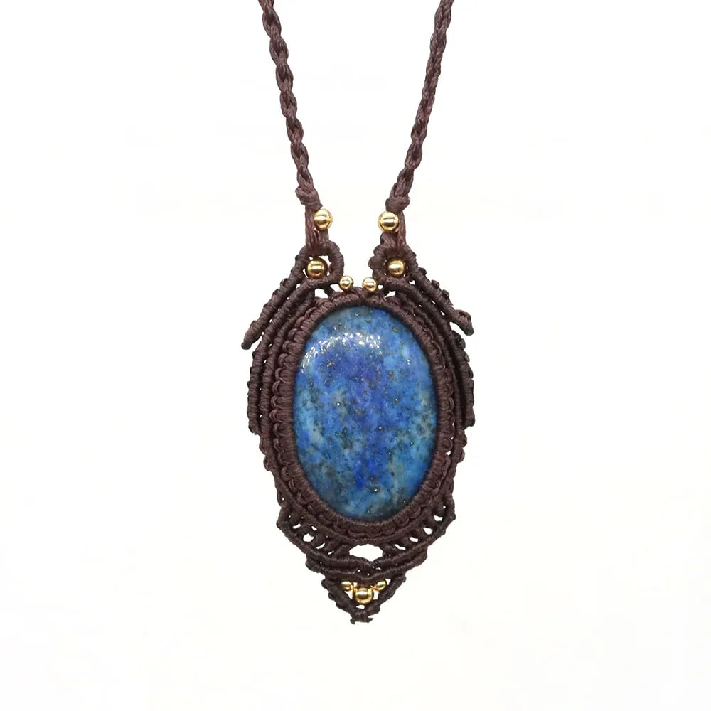 Natural Stones Tear Water Drop Pendant Crystals Healing Handmade Thread Rope Wrap Braided Macrame Chain Necklace Jewelry Gifts - AMULET RING STORE