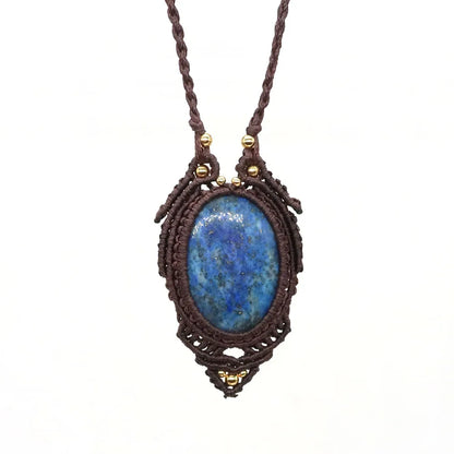 Natural Stones Tear Water Drop Pendant Crystals Healing Handmade Thread Rope Wrap Braided Macrame Chain Necklace Jewelry Gifts - AMULET RING STORE