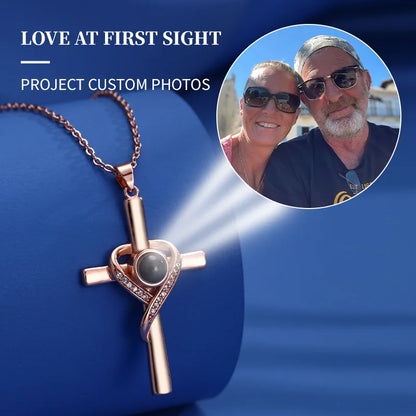 Fashion Projection Necklace Jewelry Personalized Photo Custom Cross Pendant Suitable For Male And Female Couples To Give Gifts - AMULET RING STORE