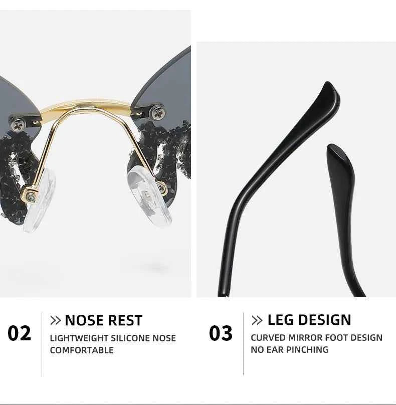 Diamond Rimless Sunglasses Women Luxury Brand Rhinestone Sun Glasses Ladies Sexy Tear Shape Punk Party Eyewear gafas de sol