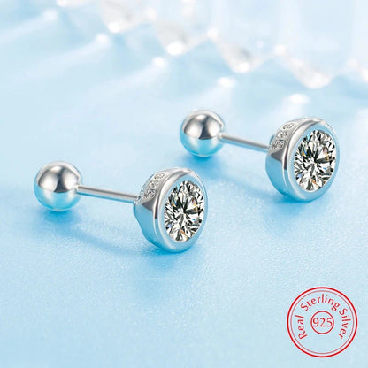 Genuine 925 Sterling Silver Lady's High Quality Fashion Jewelry Crystal Stud Earrings XY0228 - AMULET RING STORE