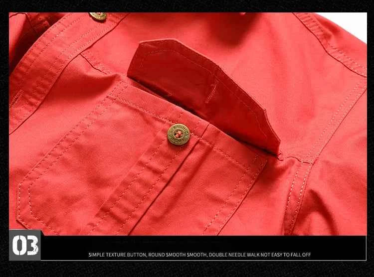 Retro Cargo style Men's Long Sleeve Shirt With Pocket Design, Men'sCasual Button Up Shirt For Spring Fall Qutdoo