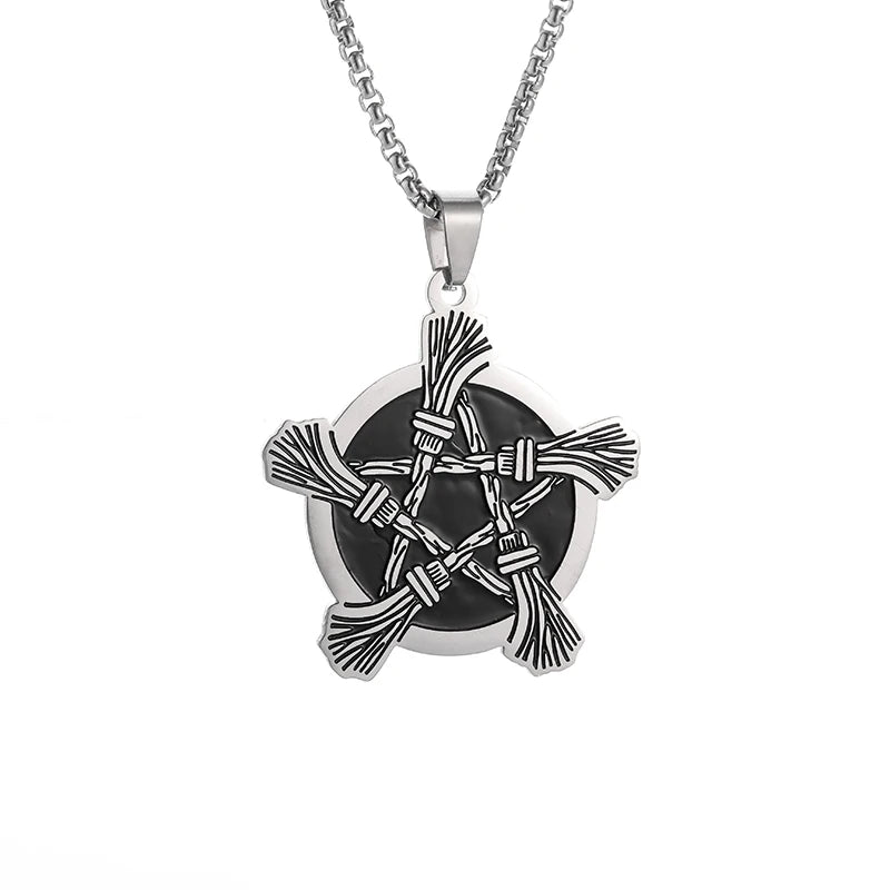 Stainless Steel 7 Archangel Seal Necklace Solomon Kabbalah Seal Pendant for Men Personality Charm Amulet Jewelry