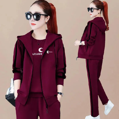 Spring Autumn Women Tracksuit Coats+Sweatshirts+Pants 3Pcs Suit Fashion Outfits Ladies Casual Clothing Sets Loose Sportswear