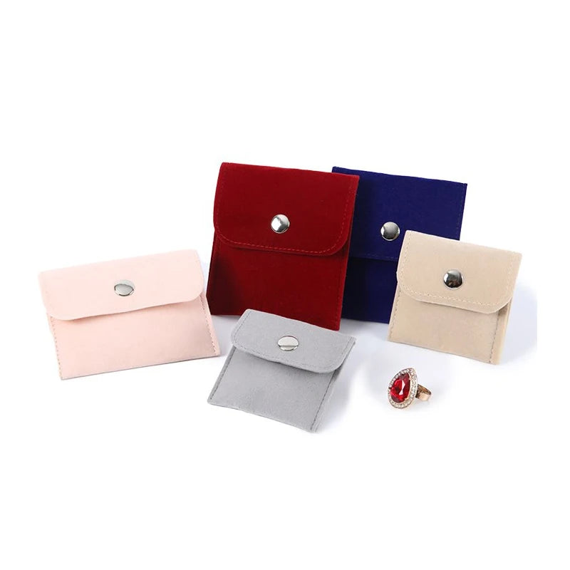1PC Plush Jewelry Bag Ring Bracelet Earrings Necklace Jewelry Storage Bag Flannel Earphones Coin Portable Snap Organization Bag - AMULET RING STORE