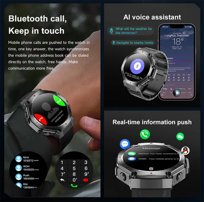 2025 New Men Sports Smart Watch GPS AMOLED Heart Rate Monitoring LED Flashlight NFC Bluetooth Call 3ATM Waterproof Smartwatches