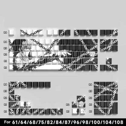 129 Keys Makima Anime Keycaps Cartoon PBT Keycap Cherry Keycaps Key Cap Dye-sub Mechanical Keyboard Caps for 64/68/71/84/108