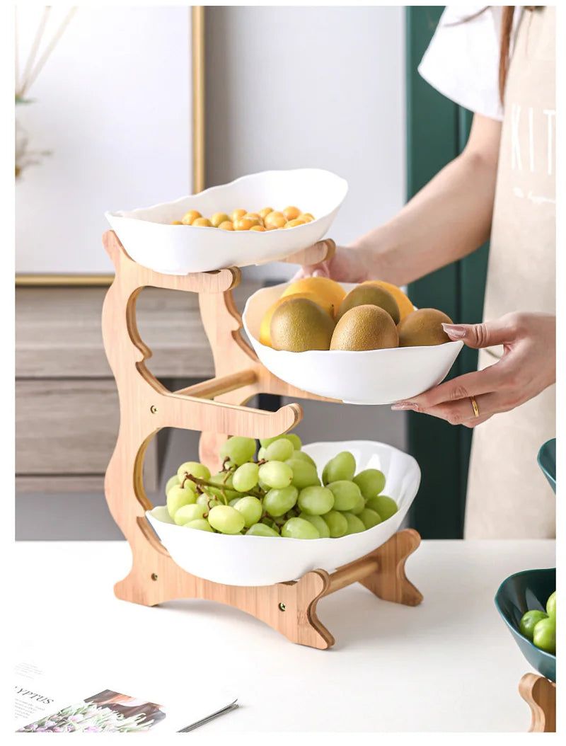 2/3 Layer Table Plates Dinnerware Kitchen Fruit Bowl with Floors Partitioned Dish Snack Candy Cake Stand Fruit Plate Salad Bowl - AMULET RING STORE