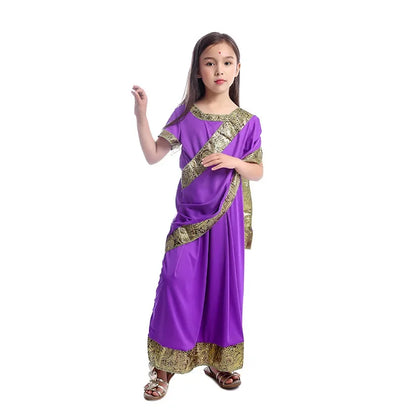ss13Indian Saree Party India Sari Bollywood Dress Girls Traditional Indian Kids Clothes for Children Cosplay Costumes