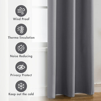 2pcs Modern 100% Blackout Curtain with Coated Lining, Solid Window Curains for Bedroom, Living Room, Dining Room, Home Decor - AMULET RING STORE