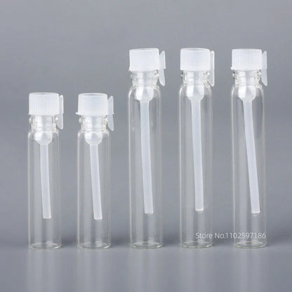 Glass Dropper Bottle Transparent Mini 1ml 2ml Stick Essential Oil with Inner Stopper Sample Trial Use Perfume Sub Bottles Empty - AMULET RING STORE