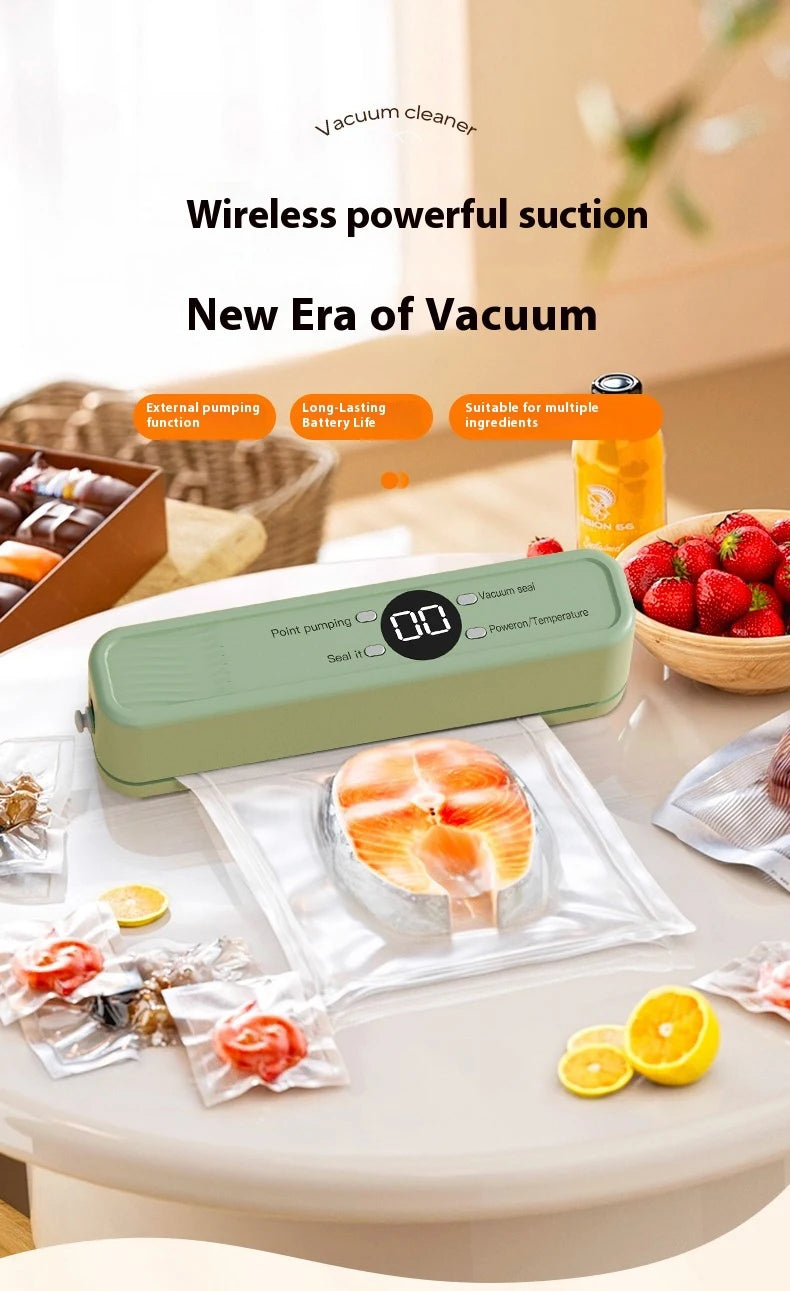 Wireless Vacuum Sealer Machine - 60KPA Powerful Suction, Portable Food Saver with 3 Temperature Levels,External Pumping Function - AMULET RING STORE