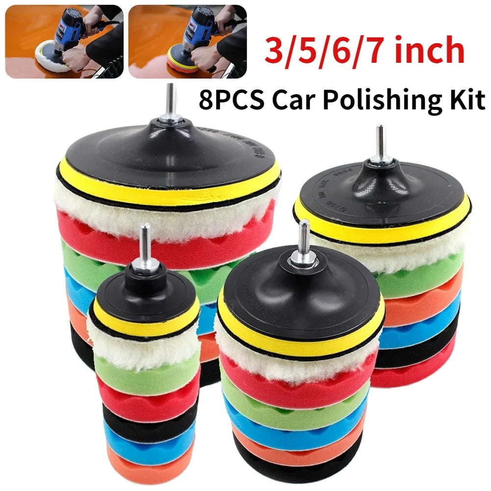 3/5/6/7 Inch Car Polishing Kit Polish Pad Car Polish Buffing Pad Abrasive Disc Sponge Foam Pads Polisher For Headlight Refurbish - AMULET RING STORE