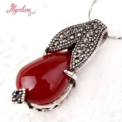 12x16mm Drop Stone Beads Marcasite White Tibetan Silver For Women New Year Christmas Gift Fashion Trendy Pendant 1 Pcs