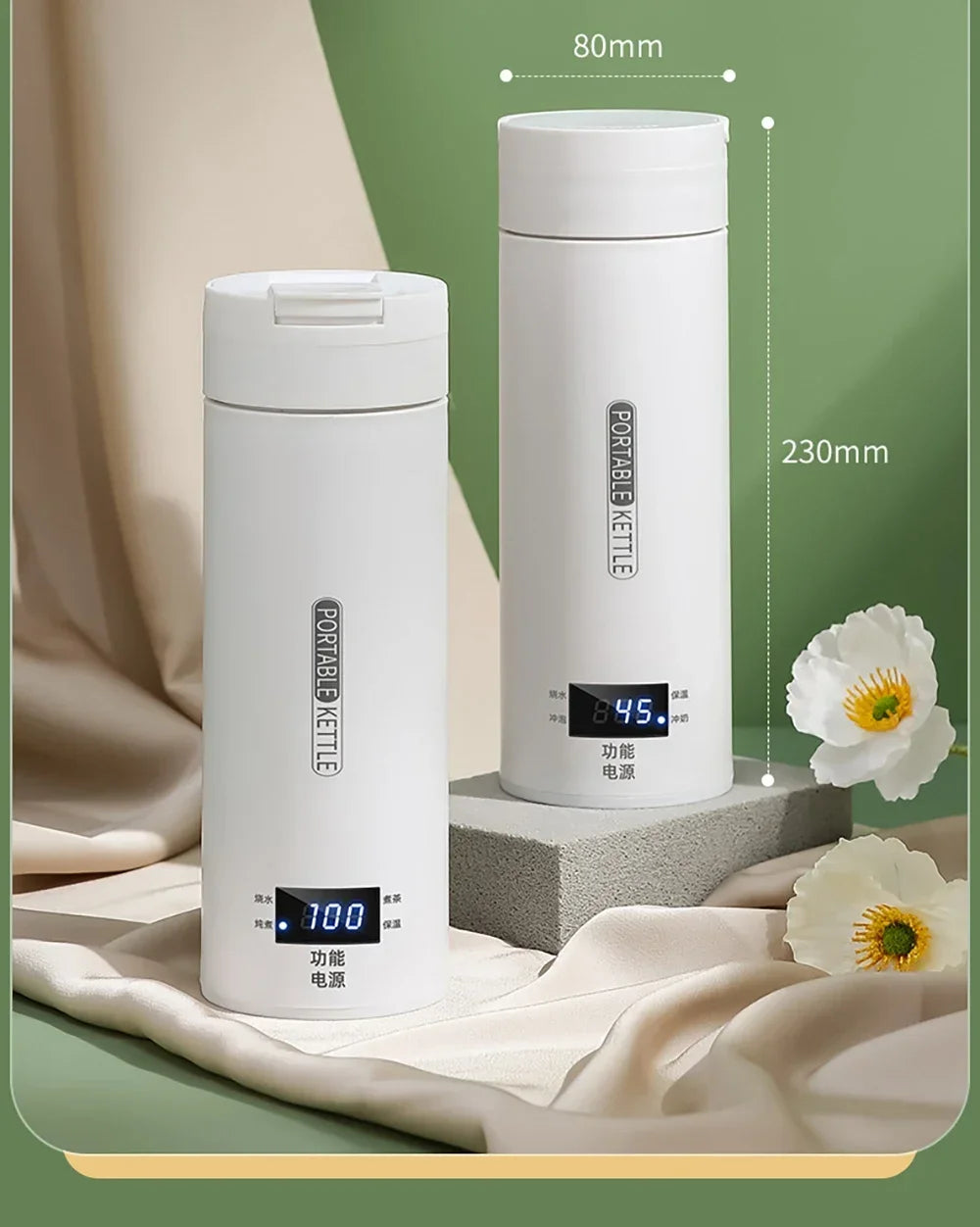 Portable Electric Kettles Tea Coffee Kettle Mini Travel Boil Water Stewable Keep Warm Appliances Thermo Anti-Scald Bottle - AMULET RING STORE