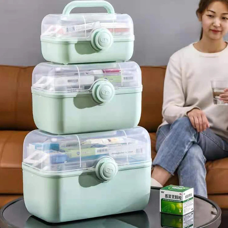 Large Capacity Family Medicine Organizer Box Portable First Aid Kit Medicine Storage Boxes Organizers Plastic Organizing Home - AMULET RING STORE