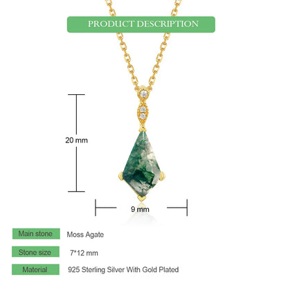 WES 100% 925 Silver Natural Unique Boho Moss Agate Pendant Necklace for Woman Earth Day Forest Jewelry Engagement Gift Wholesale - AMULET RING STORE