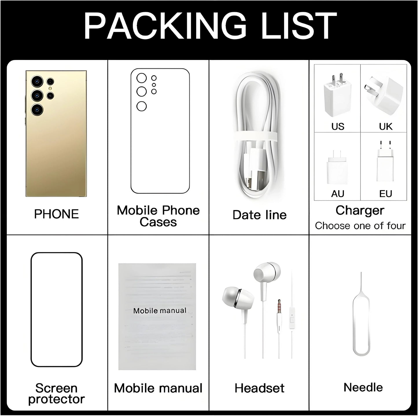 S24 Pro,Smartphone Android,6.8 inch,8GB RAM,256GB ROM,Dual SIM,Mobile phone,Google Play Store,24+48MP,6000mAh,celulares - AMULET RING STORE