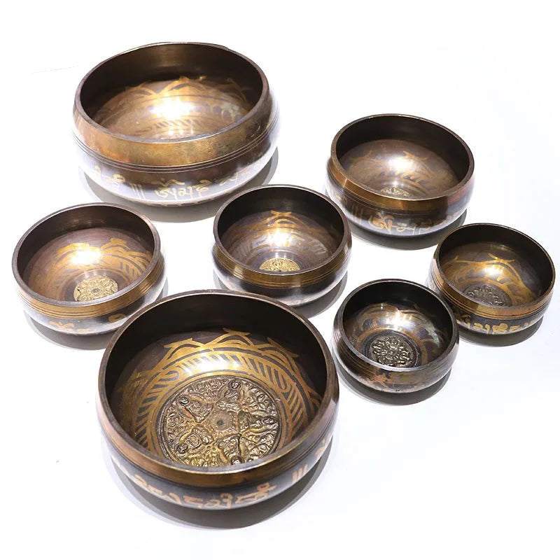Nepal Singing Bowl Healing Yoga Meditation Portbale Tibetan Singing Bowls Sound Therapy Musical Percussion Instruments - AMULET RING STORE