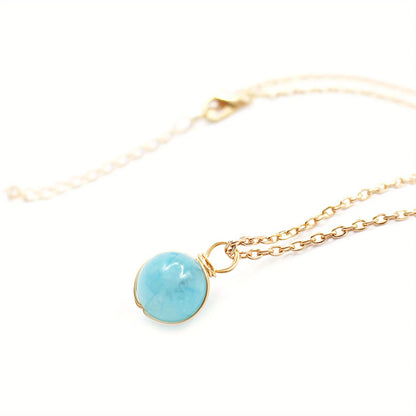 Natural Healing Crystal Pendant Necklace - Handmade Stone Beads