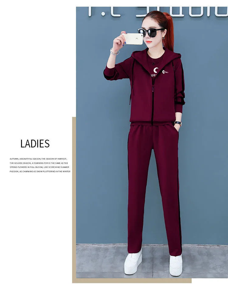 Spring Autumn Women Tracksuit Coats+Sweatshirts+Pants 3Pcs Suit Fashion Outfits Ladies Casual Clothing Sets Loose Sportswear