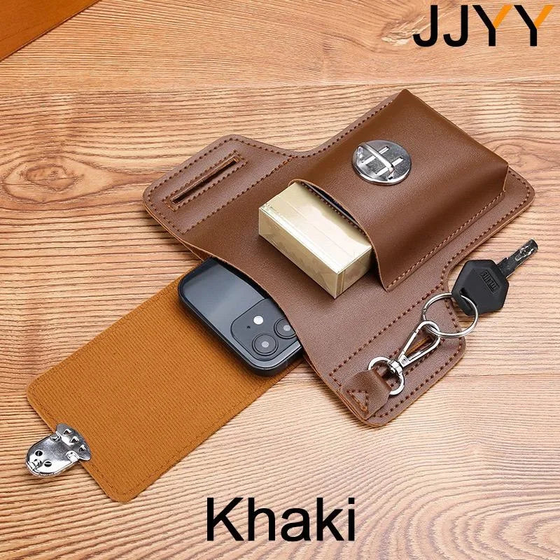 Men Leather Vintage Pack Waist Bag Belt Clip Phone Holster Travel Hiking Cell Mobile Phone Case Cover Belt Pouch Purse Belt - AMULET RING STORE