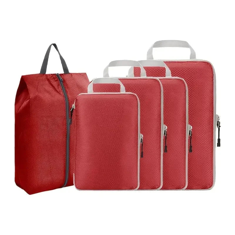 Travel Compression Packing Cubes Suitcase Luggage Organizer Set Zipper Foldable Storage Bag for Clothes Shoes Travel Accessories - AMULET RING STORE