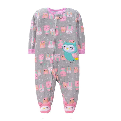 Newborn Infant Baby Girl Rompers 2024 Winter Autumn Warm Micro Fleece Animal Sleepsuit Animal Overall Babe Jumpsuits 0-12 Months - AMULET RING STORE