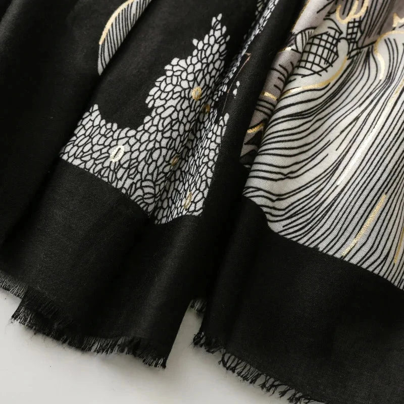 Retro Bohemian Women Viscose Scarf Big Size 88*180cm Cotton Linen Feeling Soft Shawl Tassel Hijab Wrap Summer Soft Beach