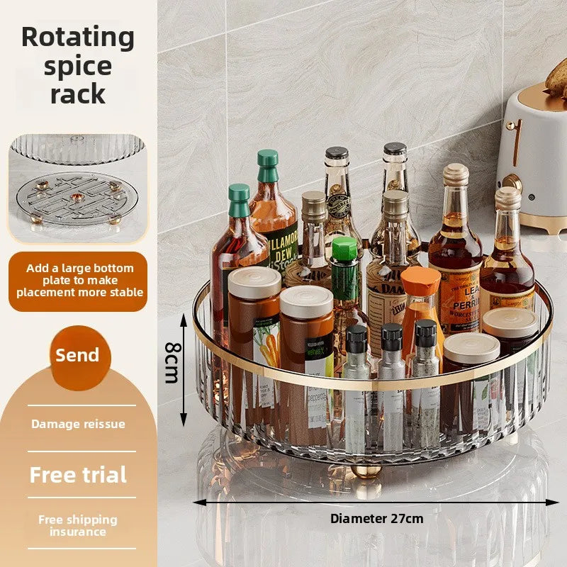 360° Rotating Plastic Storage Rack Bathroom Storage Organizer Kitchen Snack Food Oil Seasoning Bottle Storage Rack Fruit Tray - AMULET RING STORE